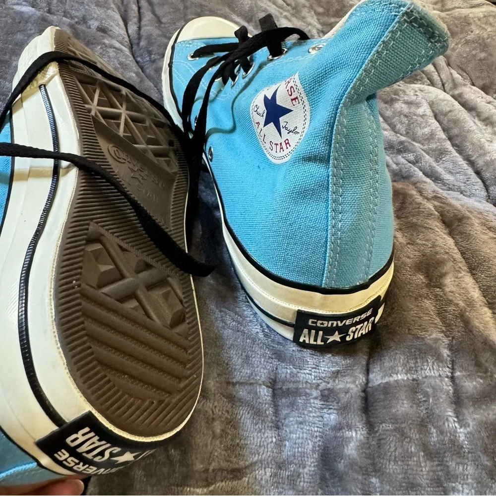 Converse Sky Blue High-Tops with Black Accents - Picture 3 of 5